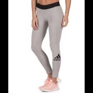 Adidas Kids Light Gray Leggings with Black Logo